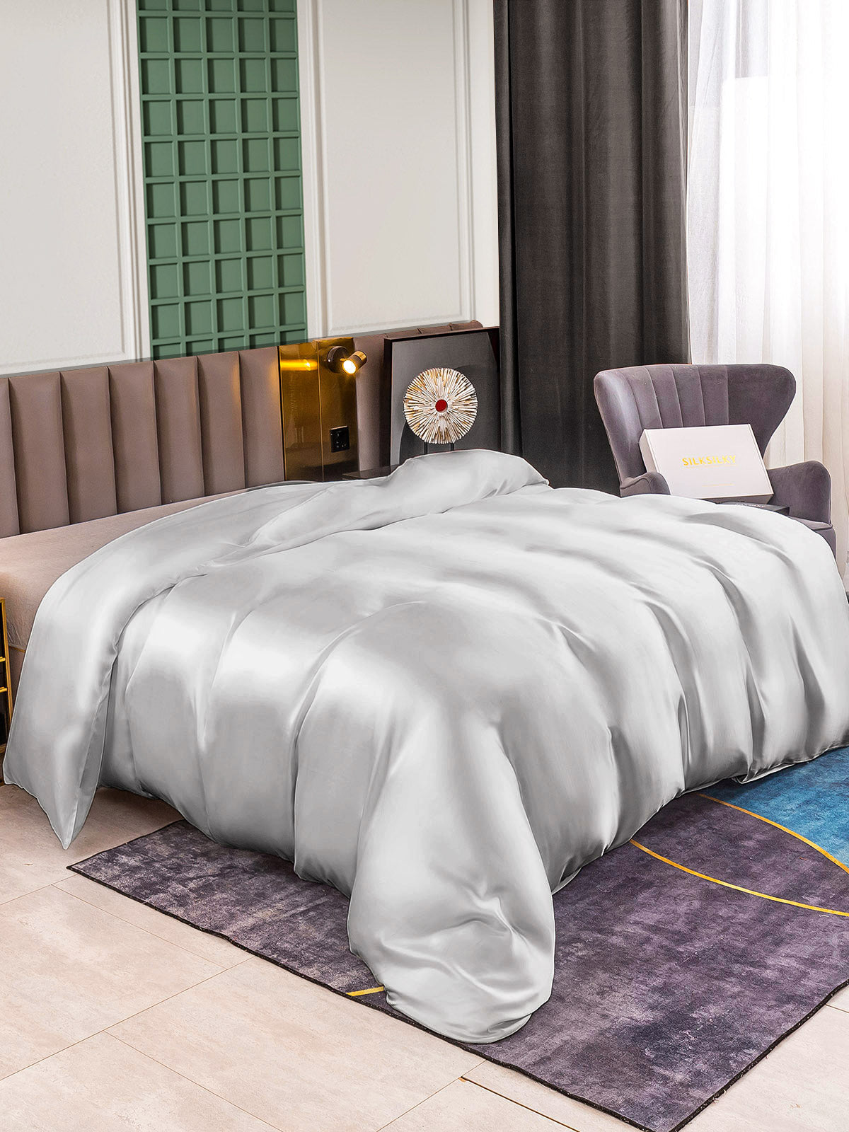 [Silver] SilkSilky  25Momme Pure Silk Duvet Cover 001