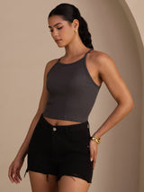 [Gray] SilkSilky Sleeveless Crew Neck Camisole Top 004