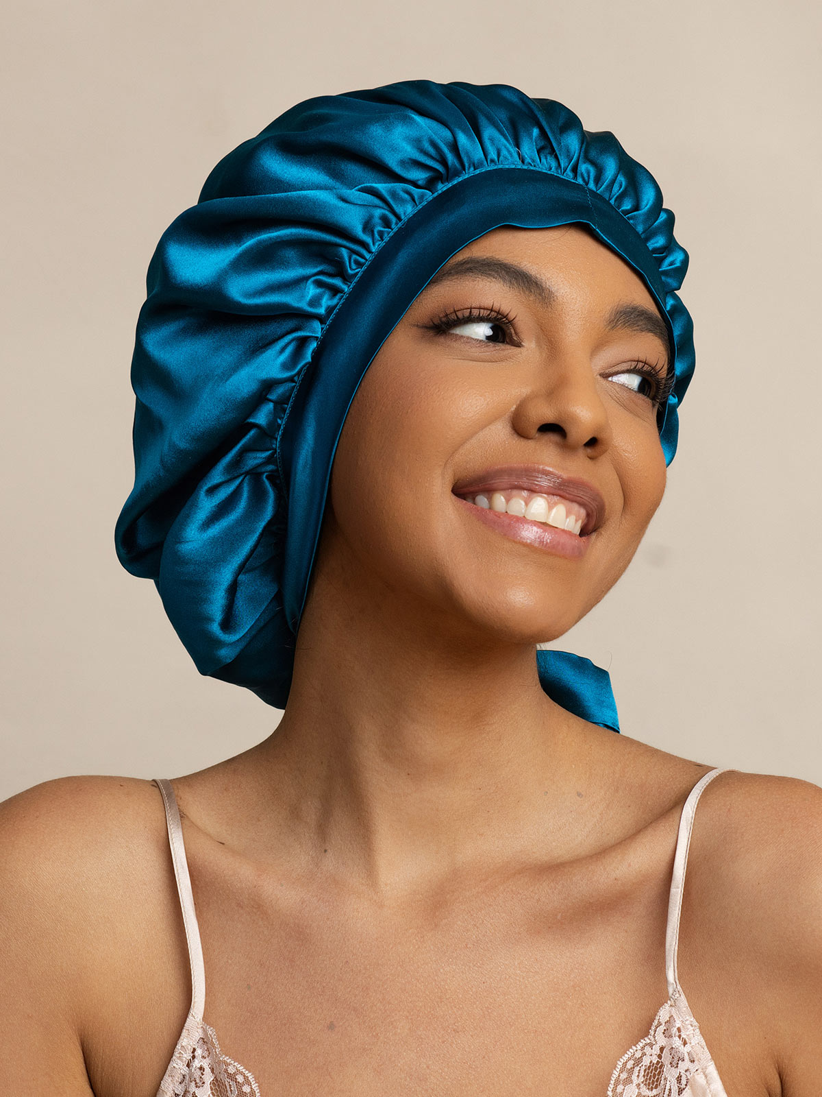 SilkSilky  Pure Silk Sleep Cap Teal 004