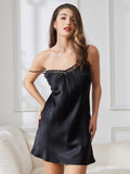 SilkSilky US Pure Silk Sleeveless V Neck Nightgown Black 001