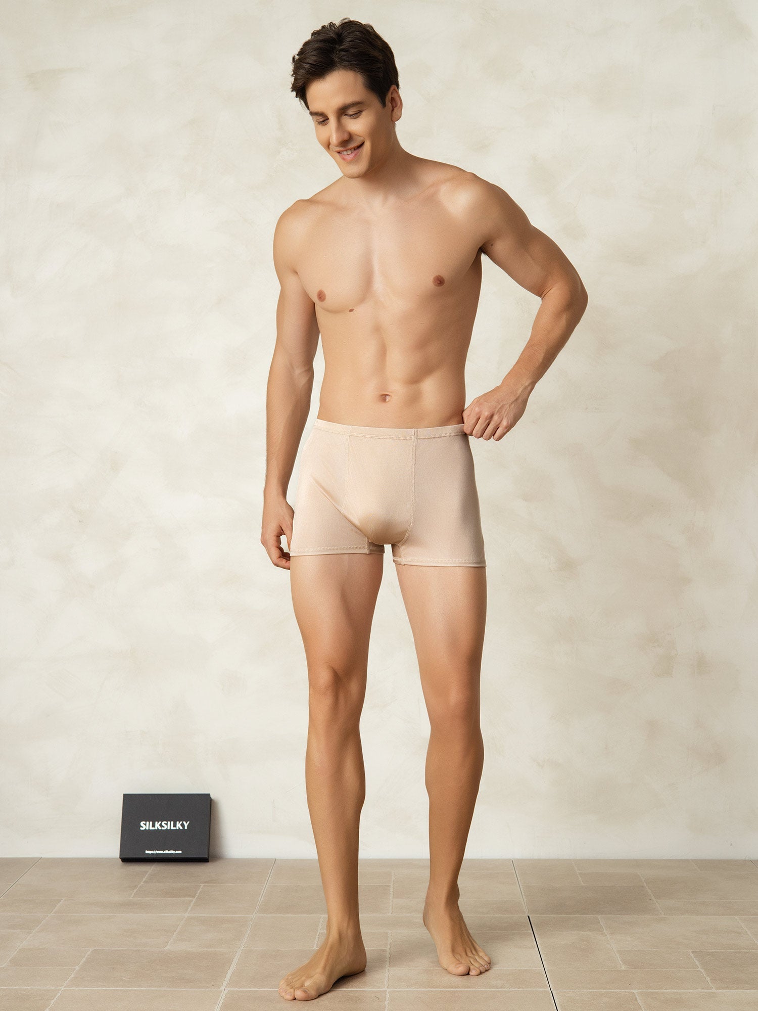 [Beige] SilkSilky  Silk Knitted Mens Underwear 004