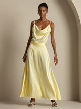[Light Yellow] SilkSilky  Spaghetti Strap Cowl Neck Women's Outfit Sets 001