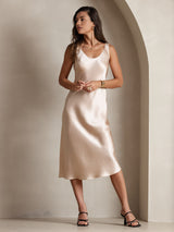 [Champagne] SilkSilky  Sleeveless Scoop Neck Dress 004