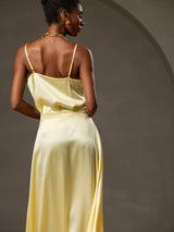[Yellow] SilkSilky  Spaghetti Strap Cowl Neck Camisole Top 004