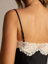 [Black] SilkSilky  Spaghetti Strap V Neck Camisole Set 005
