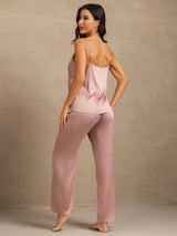 [Peach Skin] SilkSilky  19Momme Machine-Washable Silk Spaghetti Strap Scoop Neck Camisole Set 002