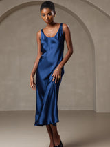 [Dark Blue] SilkSilky  Sleeveless Scoop Neck Dress 004
