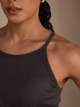 [Gray] SilkSilky Sleeveless Crew Neck Camisole Top 005