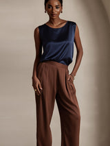 [Dark Blue] SilkSilky  Sleeveless Round Neck Camisole Top 003
