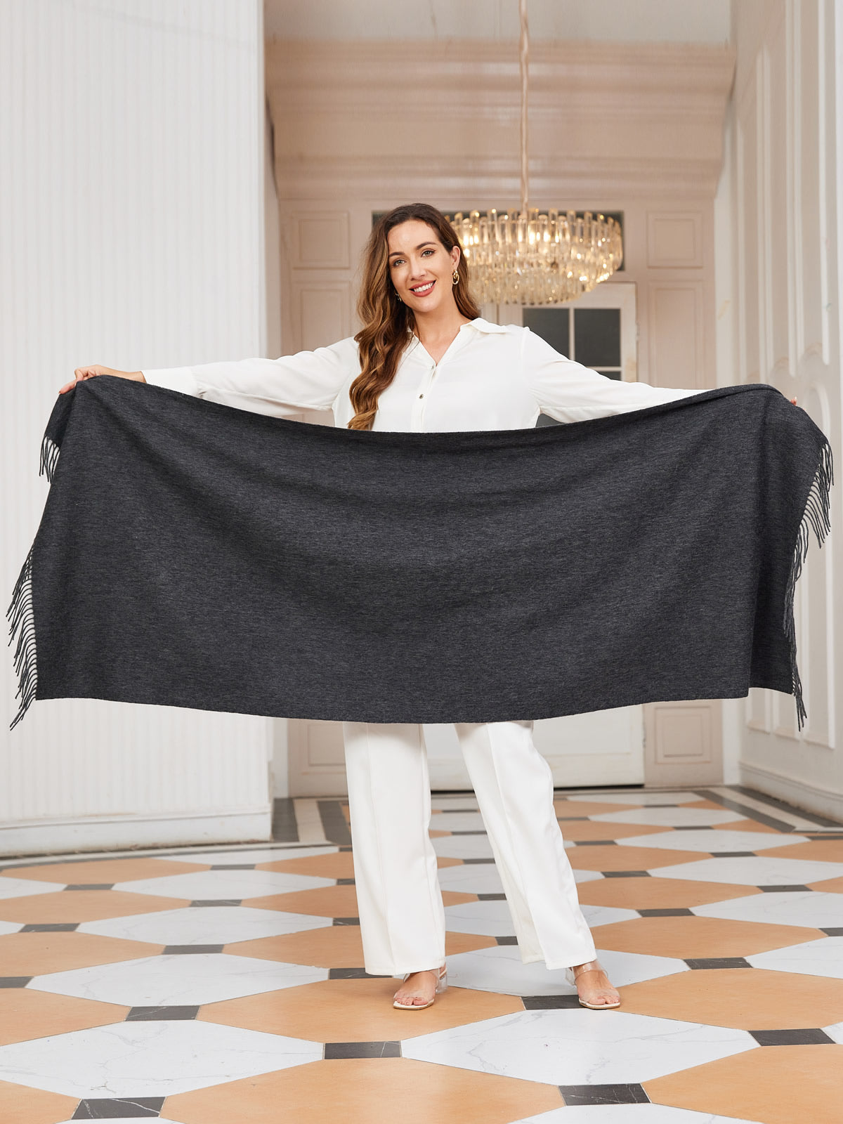 [Dark Gray] SilkSilky  Wool Scarf 004