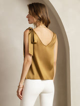 [Bronze] SilkSilky  Sleeveless V Neck Women's T-Shirt 002