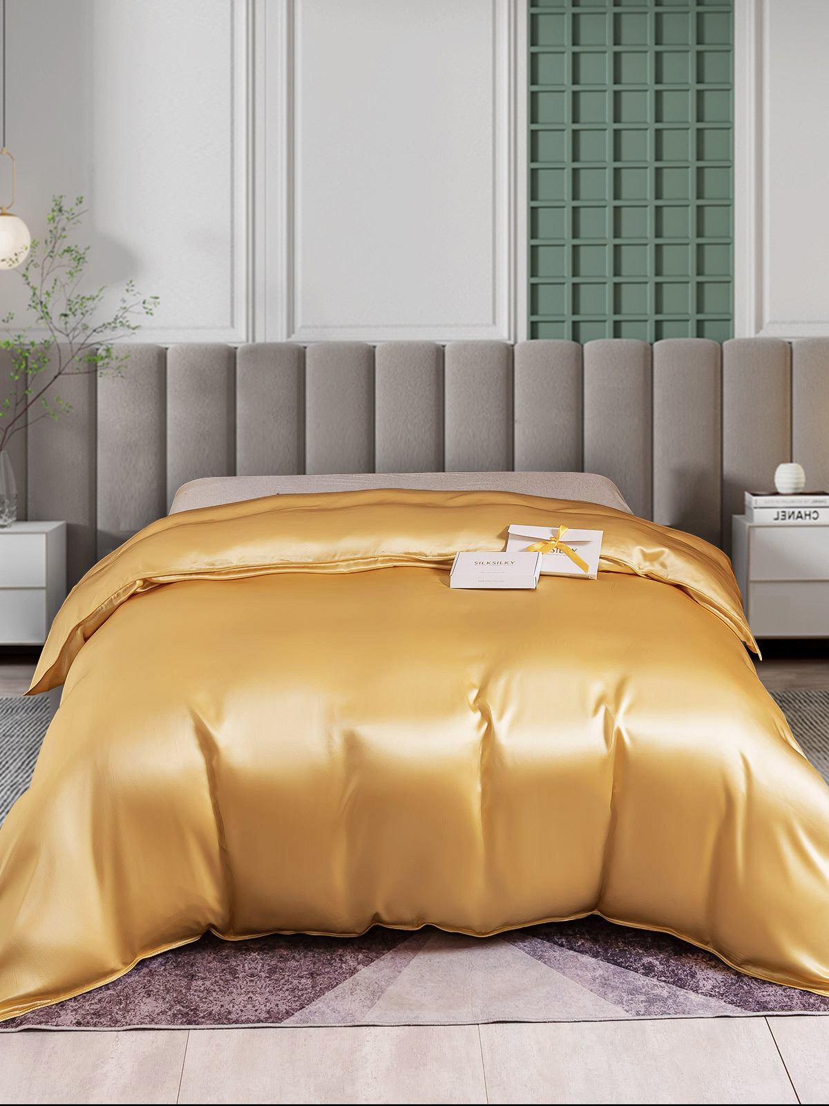 SilkSilky US 25Momme Pure Silk Duvet Cover Champagne 001