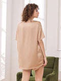 SilkSilky US Pure Silk Short Sleeve Round Neck Women's Pajamas Champagne 002