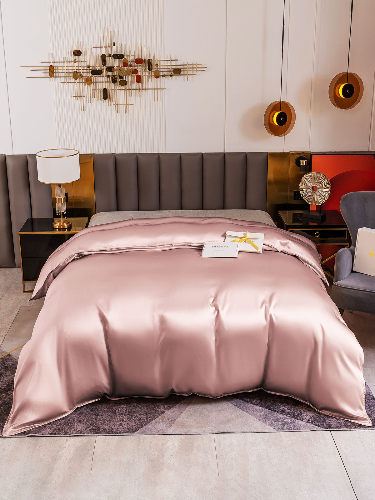 SilkSilky US 19Momme Pure Silk Duvet Cover PaleMauve 002