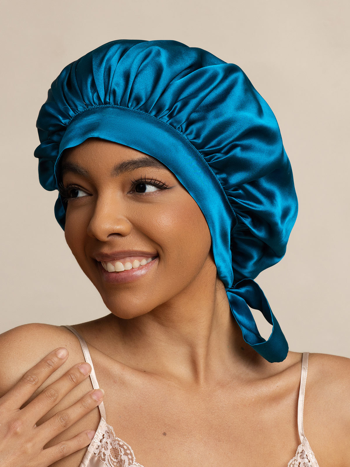 SilkSilky  Pure Silk Sleep Cap Teal 001