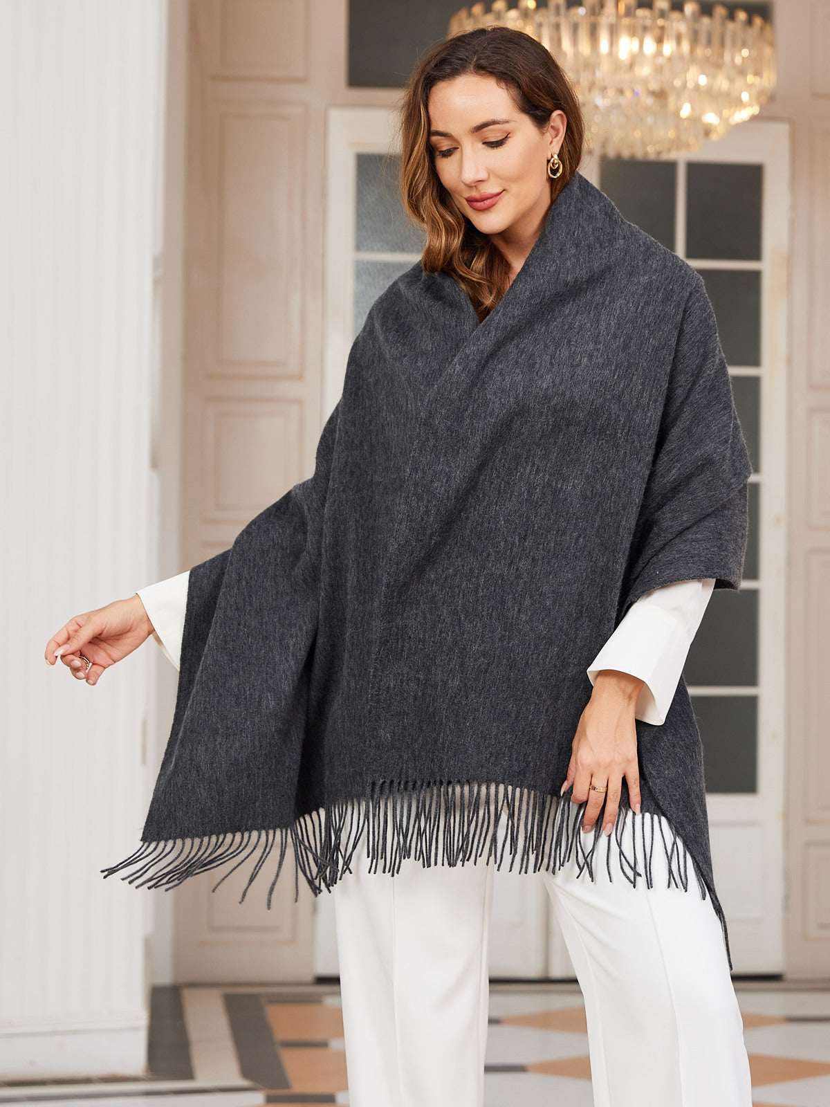 [Dark Gray] SilkSilky  Wool Scarf 002