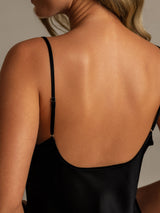 [Black] SilkSilky Spaghetti Strap Nightgown 007