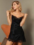 SilkSilky US Pure Silk Sleeveless V Neck Nightgown Black 004