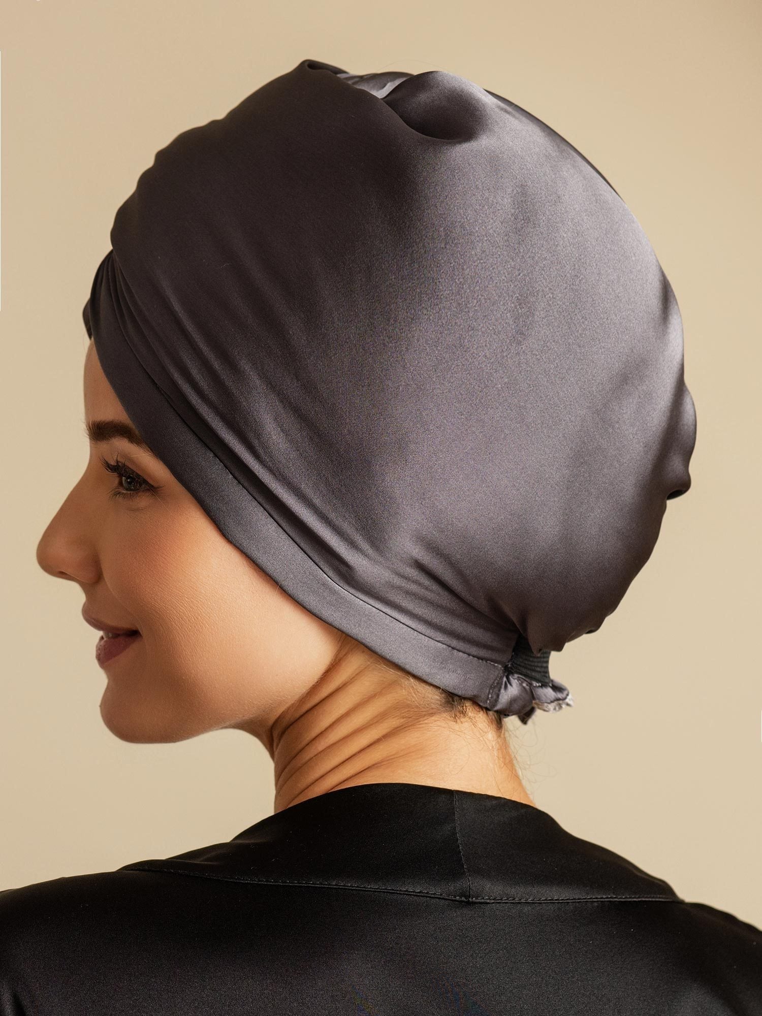 [Dark Gray] SilkSilky  Pure Silk Wrap Hair Towel Wrap 002,