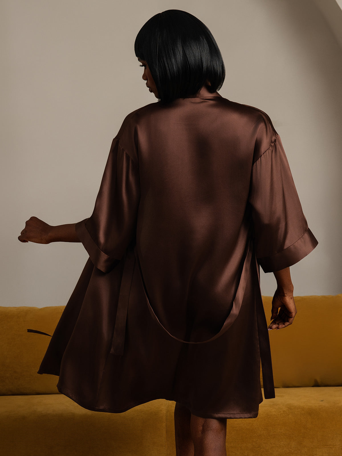 [Coffee] SilkSilky  Pure Silk Womens Robe 002