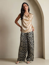 [Champagne] SilkSilky  Cap Sleeve Cowl Neck Women's T-Shirt 007