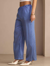 [Blue Pinstripe] SilkSilky Womens Pants 004