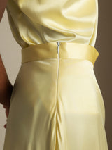 [Light Yellow] SilkSilky  Spaghetti Strap Cowl Neck Women's Outfit Sets 004