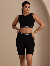 [Black] SilkSilky  Sleeveless Crew Neck Women's Outfit Sets 003
