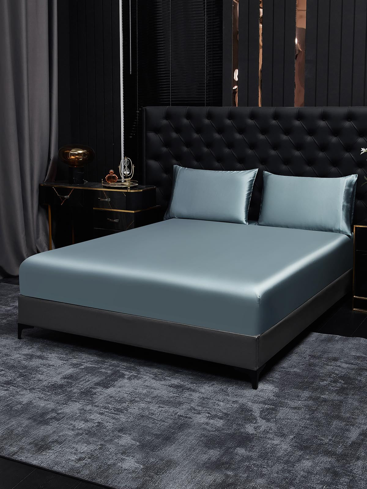 [Grayish Blue] SilkSilky  19Momme Pure Silk Bedding Set 001