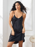 SilkSilky US Pure Silk 3/4 Sleeve Nightgown&Robe Set Black 004