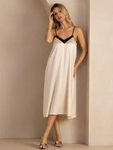 [Brown Rice] SilkSilky Spaghetti Strap V Neck Dress 005