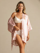 [Pink] SilkSilky  19Momme 3/4 Sleeve Women's Robe 005