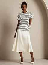 [WhiteStripe] SilkSilky Pure Silk Crew Women's T-Shirt 007
