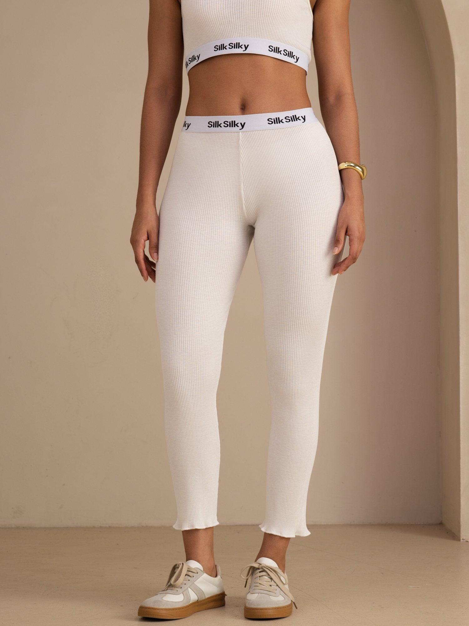 [White] SilkSilky Womens Pants 001