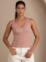 [Pink] SilkSilky Sleeveless Deep V Neck Camisole Top 001