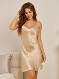 SilkSilky US Pure Silk Sleeveless V Neck Nightgown Champagne 004