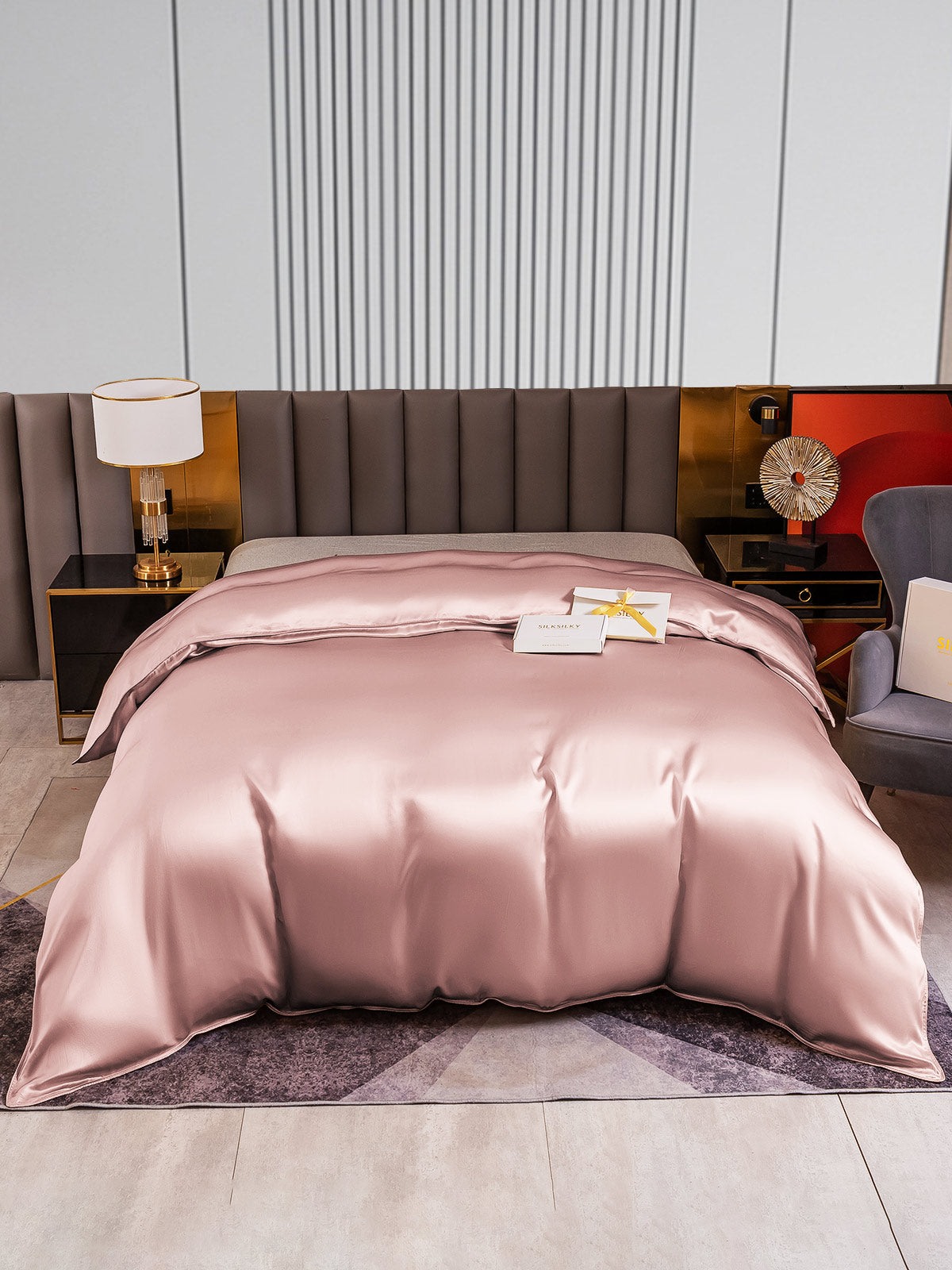 SilkSilky US 22Momme Pure Silk Duvet Cover PaleMauve 001