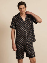 [Black Chain] SilkSilky  Short Sleeve Notch Collar Men's Pajamas 003