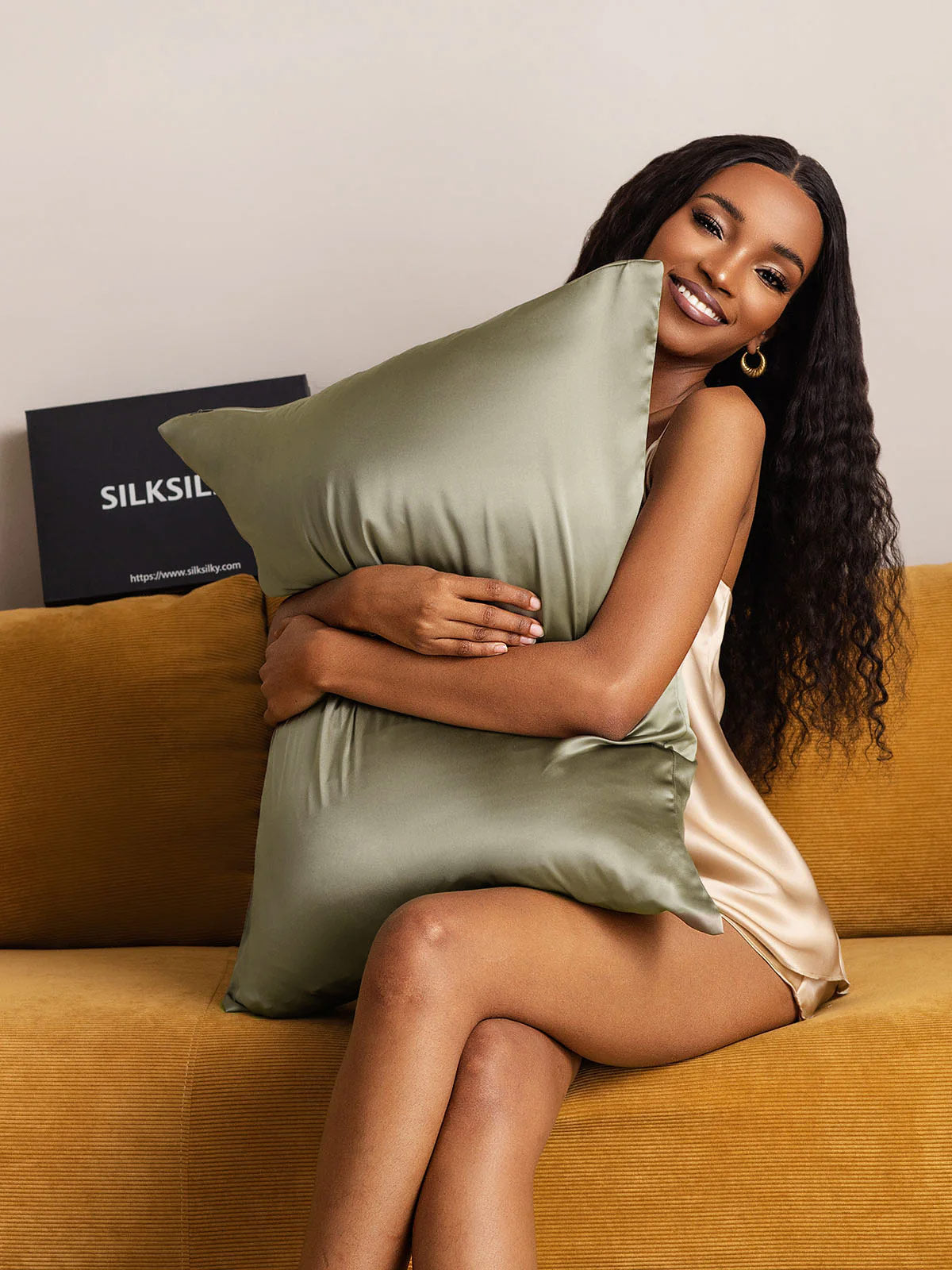 [Olive Green] SilkSilky  22Momme Pure Silk Pillowcase 006