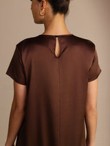 [Bitter Chocolate] SilkSilky Short Sleeve Round Neck Dress 006