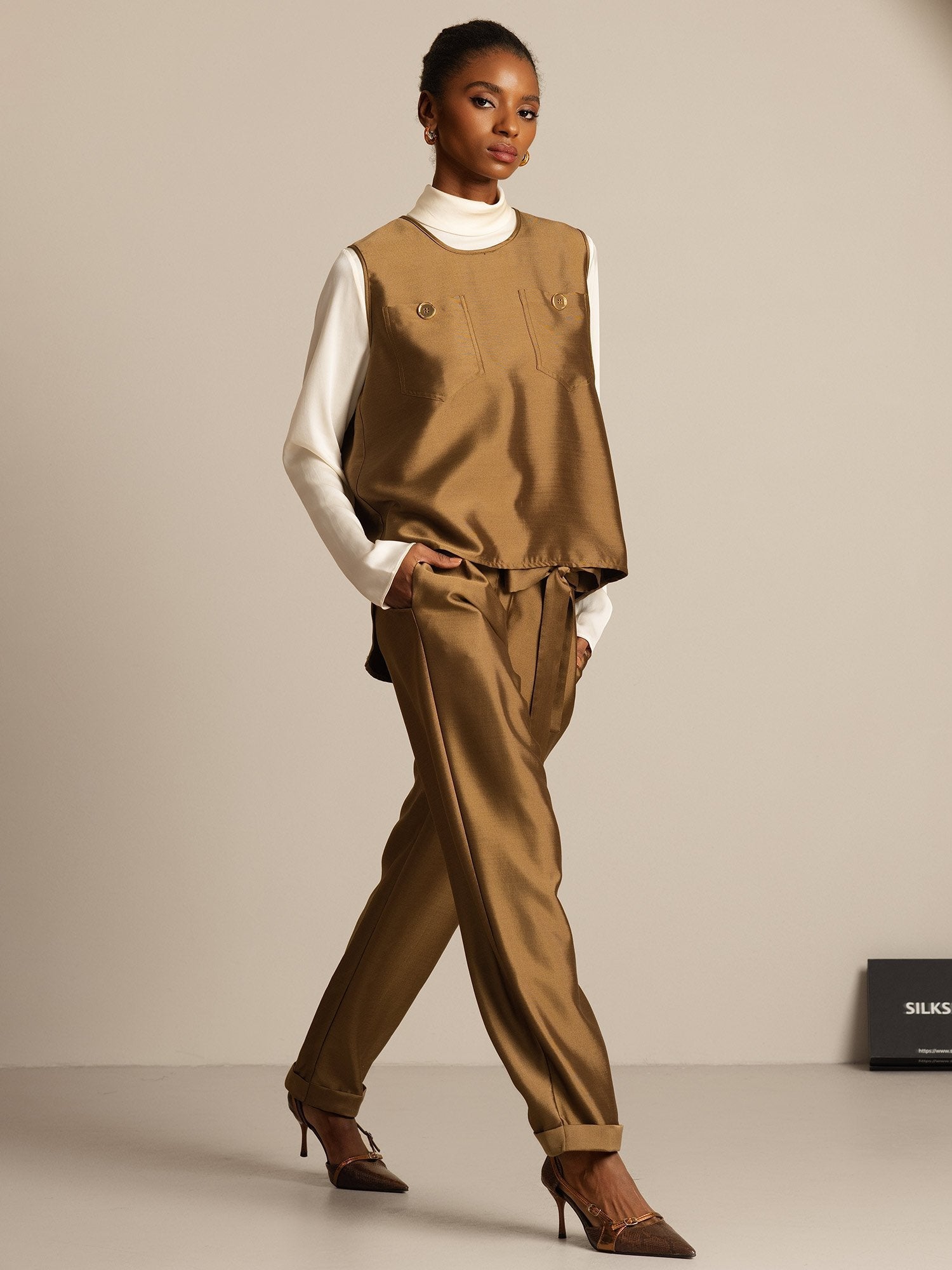 [Bronze] SilkSilky  32Momme Silk Womens Vest 008,