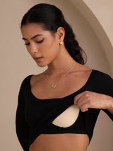 [Black] SilkSilky Long Sleeve U Neck Women's T-Shirt 005