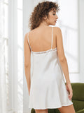 SilkSilky US Pure Silk Sleeveless V Neck Nightgown White 002