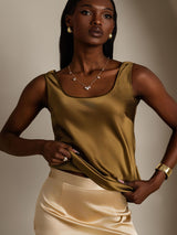 [Brown] SilkSilky  Sleeveless Camisole Top 003