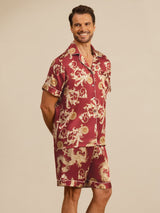 [Wine Dragon] SilkSilky  Short Sleeve Notch Collar Men's Pajamas 003