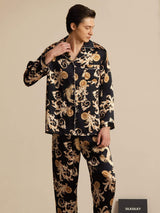 [Black Dragon] SilkSilky  Long Sleeve Notch Collar Men's Pajamas 003