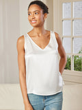 SilkSilky US Pure Silk Sleeveless V Neck Camisole Top White 001