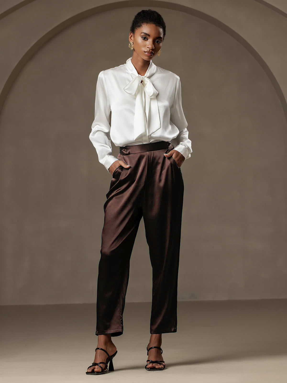 [Bitter Chocolate] SilkSilky  19Momme Silk Womens Pants 005