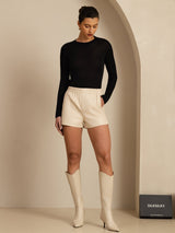 [Black] SilkSilky  Long Sleeve Mock Neck Women's T-Shirt 006