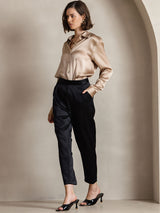 [Champagne] SilkSilky  Long Sleeve Lapel Collar Women's Shirt 008